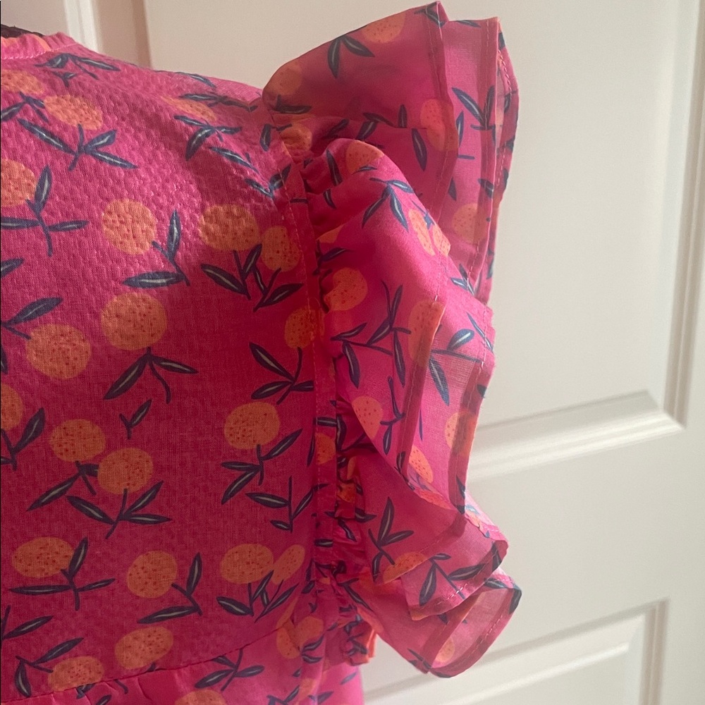 Anthropologie THML Ruffle Sleeve Pink Floral Blouse Size Medium - Picture 6 of 8